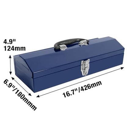 TCE ATB102U Torin 16" Hip Roof Style Portable Steel Tool Box with Metal Latch Closure, Blue - size: 16 inch