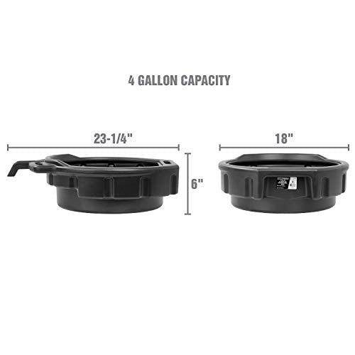 OEMTOOLS 87033 Oil Drain Pan, 4 Gallon Oil Pan, Heavy Duty Polyethylene, Pour Spout, No-Splash Lip, 3 Ergonomic Handles, Stackable Design - color: Black