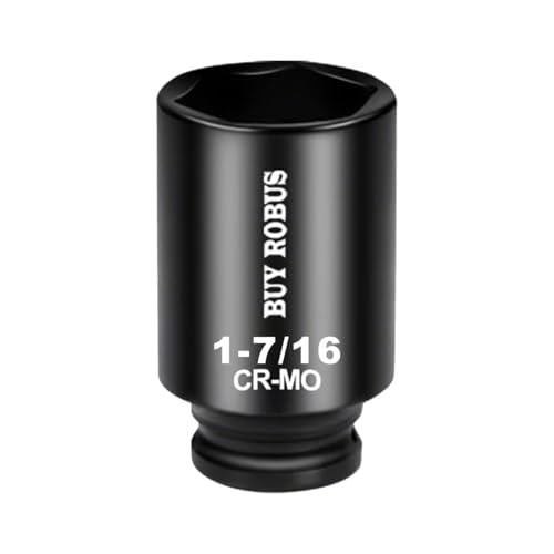 1-7/16 Socket 1/2" Drive Deep Impact Metric Socket, 6 Point CR-MO for Easy Removal of Axle Nut - size: 1-7/16 socket
