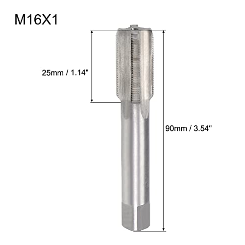 uxcell Metric Machine Tap Left Hand M16 Thread 1 Pitch H2 4 Flutes High Speed Steel Screw Thread Taps Tapping Tool - size: M16x1