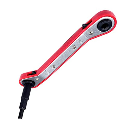 HVAC Service Wrench Set, Air Conditioner Valve Curved Ratchet Wrench (1/4", 3/8", 3/16", 5/16"), with Hexagon Bit Adapter Tool Kit for Refrigeration Equipment and Repair