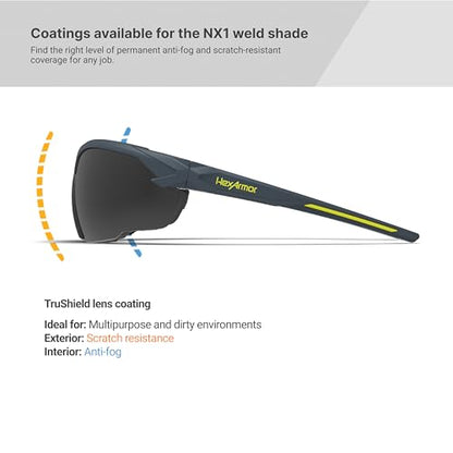 HexArmor NX1 Weld Shade Safety Glasses | High Impact Rated Z87+ | Permenant Anti-Fog and Anti-Scratch - color: Weld Shade 1.7