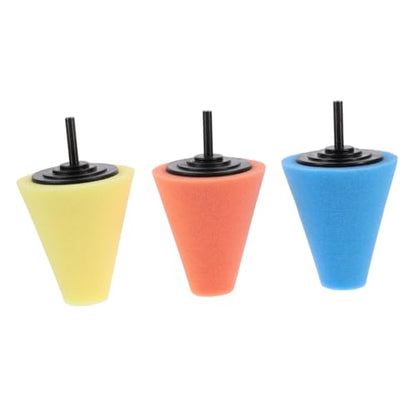 PRETYZOOM 3Pcs Auto Wheel Polishing Cone Set Buffing Pads for Car Wheel Compatible Drill for Detailing and Finishing