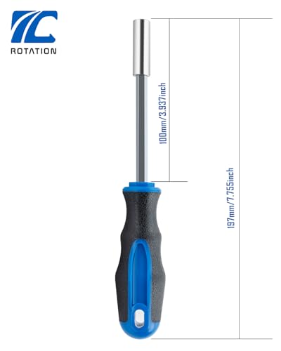 ROTATION 1/4 Inch Magnetic Bit Driver, Nut Driver with Non-slip Handle and Strong Magnet Tip, Screwdriver Handle for Holding Bits and Screws, 197mm/7.7 inch - style: 1pc