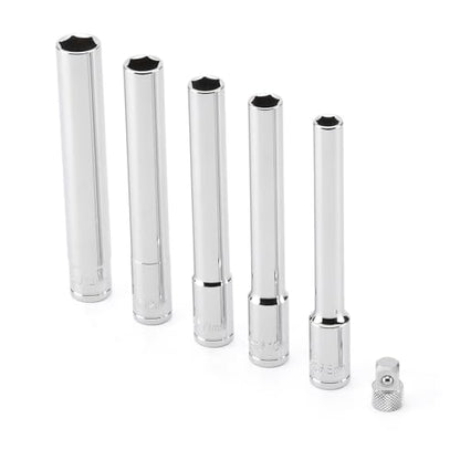 EMENTOL 6PCS 3/8-Inch Drive Metric Deep Socket Set, 8-14MM Deep Sockets&1/4-inch F-3/8-inch M Socket Adapter, Extra Long, 6-point - size: 3/8" Drive Metric (8-14mm)