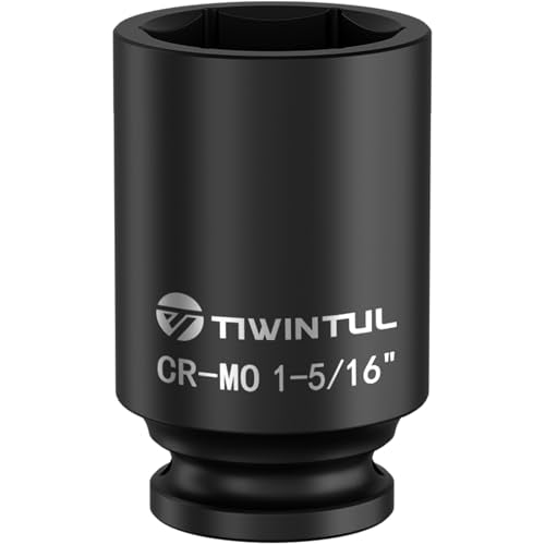 1-5/16" Deep Impact Socket 1/2 Inch Drive for Truck | CR-MO Steel Impact Socket, 3.07" Length, 6 Point Design, SAE Size, Axle Nut Socket for Easy Removal of Axle Shaft Nuts - size: 1-5/16" (Deep)
