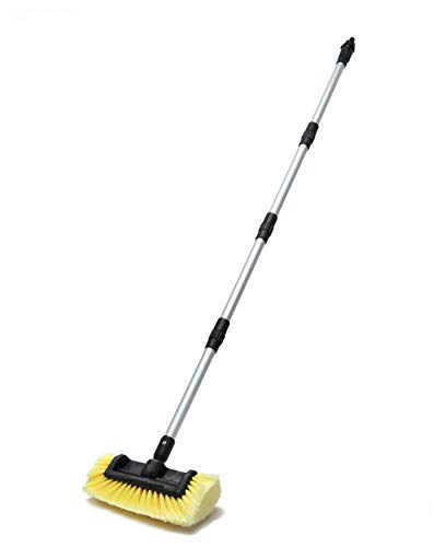Forgrace 60" Car Wash Brush with Long Handle, Yellow, | Tri-Level Dip Auto Cleaning, |Extendable Handle, |12" Soft Bristle for Car, RV, Boat, Solar Panel, Deck Washing, House Side - color: Yellow With Handle