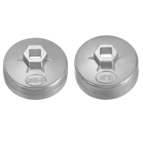 HARFINGTON 2pcs Oil Filter Cap Wrench 15 Flute 74mm Inner Dia 1/2" Square Drive Aluminum Cup Type Drive Metric Oil Filter Socket Removal Tool for Engine Conduit Fittings - size: 15 Flute 74mm