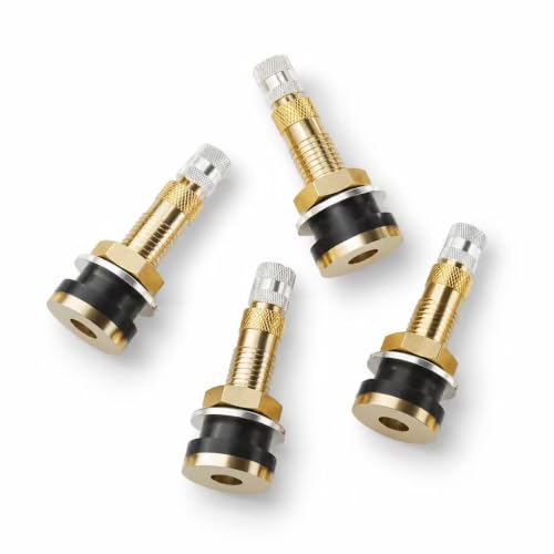 CKAuto TR618A Tubeless Tire Valve Stems, 1.875’’ Metal Valve Stems | Climp-in Brass Tire Valve Stem with Valve Stem Core for Rim Φ.625" (4 Pack) - color: TR618A04