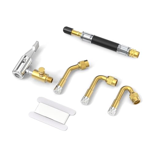 GASHER 5Pcs 3.93in Tire Valve Extenders, Valve Stem Extension with 45°/90°/ 135°Angles & Tire Inflator Hose Adapter - size: 100mm