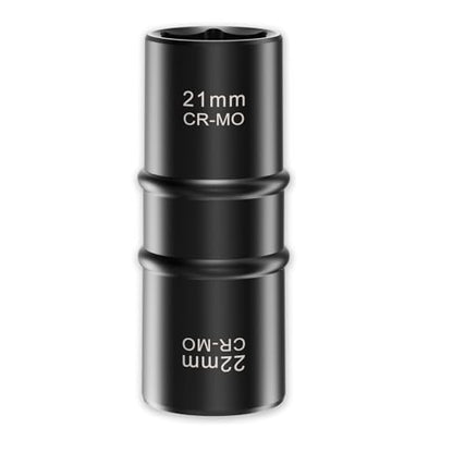 XEWEA 1/2 Inch Drive 21mm x 22mm Thin Wall Impact Flip Socket, Lug Nut Impact Socket Set Double Ended Thin Wall Nut Sockets CR-MO Twist Removal Tool for Stripped Rusted Bolts - size: 21 mm x 22 mm