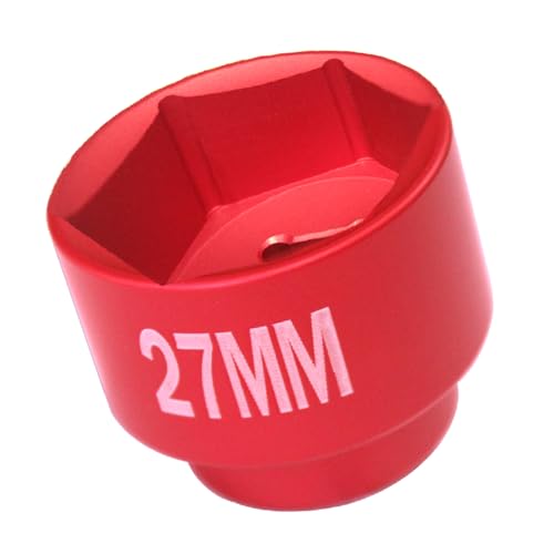 27mm oil filter socket wrench, 3/8" Drive 6-point, for Mercedes Ford f150 Renault Nissan Dodge Hyundai Kia Mini Fiat Bronco oil filter/fuel filter hosing cap Removal tool-27mm - color: Red, size: 27mm