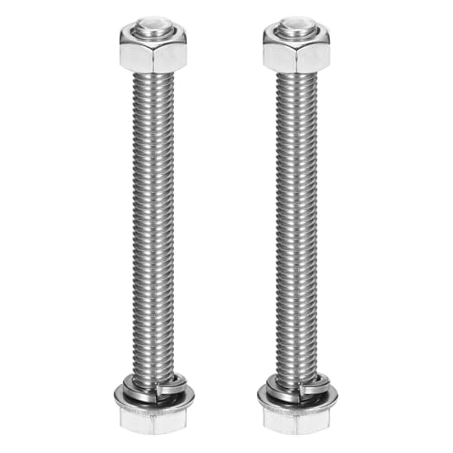 MECCANIXITY M10 x 95mm 304 Stainless Steel Hex Head Screws Bolts, Nuts, Flat & Lock Washers Assortment Kit, Fully Threaded, Bright Finish for Home, Electronic, Machine, 2 Sets - size: M10 x 95mm