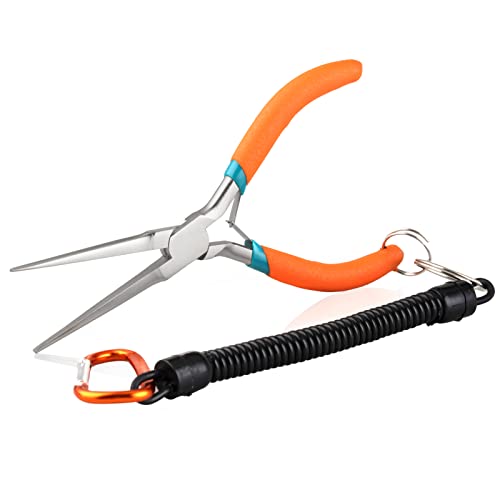 SPEEDWOX 6-Inch Needle Nose Pliers with Anti-Loss Lanyard Mini Long Nose Pliers With Non Serrated Edge Mini Precision Wire Looping Pliers for Hard to Reach Narrow Spaces - style: Straight Tips