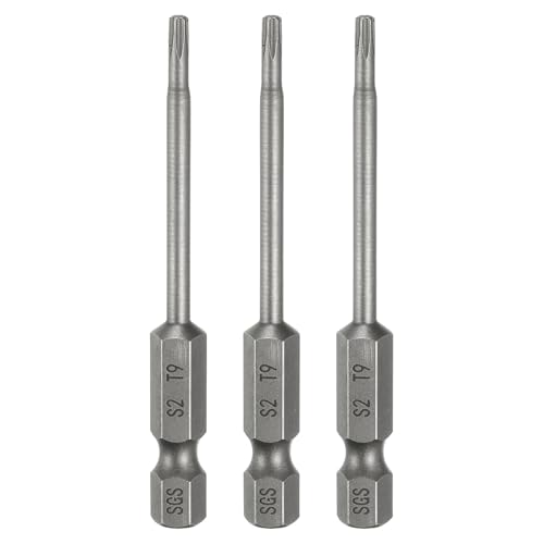 HARFINGTON 3pcs T9 Torx Head Screwdriver Bit 1/4" Hex Shank 2.6" (65mm) Long Magnetic No Hole Tip Tamper Proof 6 Point Star Screw Driver Drill Bits S2 Steel Industrial Power Screwdrivers - size: T9 x 2.6"(65mm)