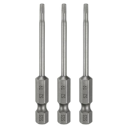 HARFINGTON 3pcs T9 Torx Head Screwdriver Bit 1/4" Hex Shank 2.6" (65mm) Long Magnetic No Hole Tip Tamper Proof 6 Point Star Screw Driver Drill Bits S2 Steel Industrial Power Screwdrivers - size: T9 x 2.6"(65mm)