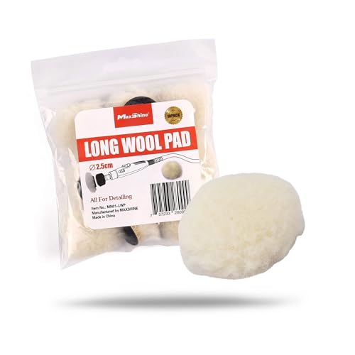 Maxshine Universal 10 Pieces MN01 Mini Polisher and Accessories - 2.5cm (0.98”) Long Wool Pads, Perfect for Buffing & Polishing Small Areas, Ideal for Professional Car Detailing - size: Long Wool Pad