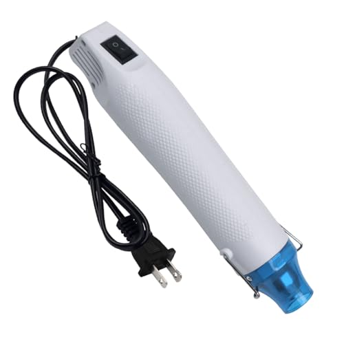 Mini Heat Gun - 220V 300W Portable Handheld Hot Air Gun Tool for DIY Craft Embossing - Electric Heating Tool with Stand & Power Cord for Car Vinyl Wrap/Shrink Wrapping PVC/Drying Paint(White) - color: White