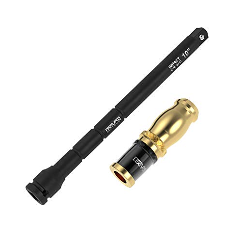 LEXIVON 1/2" Impact Driver Speed Collar 10" Impact Extension Bar | Adjustable 3-Position Aluminum Spinning Handle, Cr-Mo Steel Extension = Fully Impact Grade (LX-116) - size: 10” Impact Extension w/ Grip Handle