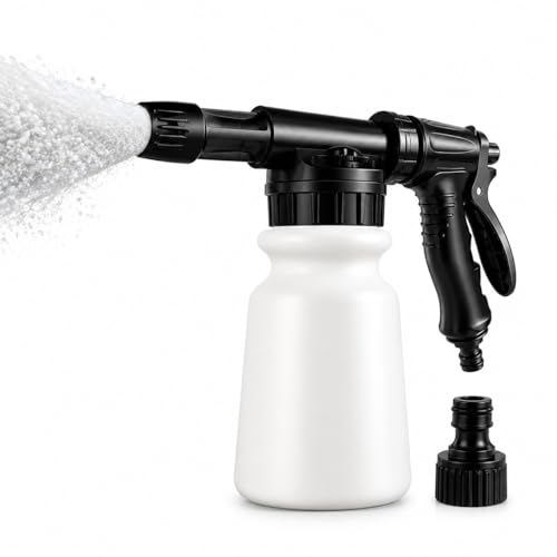 Car Wash Foam Gun for Garden Hose, Premium Foam Cannon Sprayer with Adjustable Foam Blaster, Car Wash Kit Soap Sprayer for Auto Detailing, Easy Connect Hose Foam Cannon-Black - color: Black
