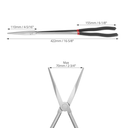 QWORK Straight Long Needle Nose Pliers, 16 Inch Long Reach Needle Nose Pliers, Straight & Bent Jaw Plier Set with Non-Slip Handles for Narrow Spaces & Precision Work