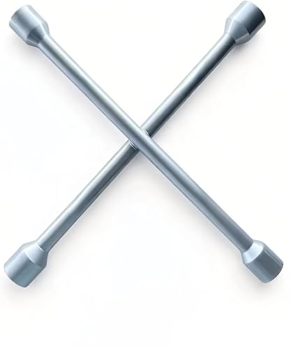 14 inch Heavy Duty Universal Lug Wrench, 4 Way Lug Wrench, Silver - color: Silver