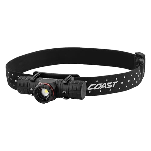 Coast XPH30R 1200 Lumen USB-C Rechargeable Dual Power Headlamp with Twist Focus Beam and Magnetic Base, 4.37 oz. - Black - color: Black