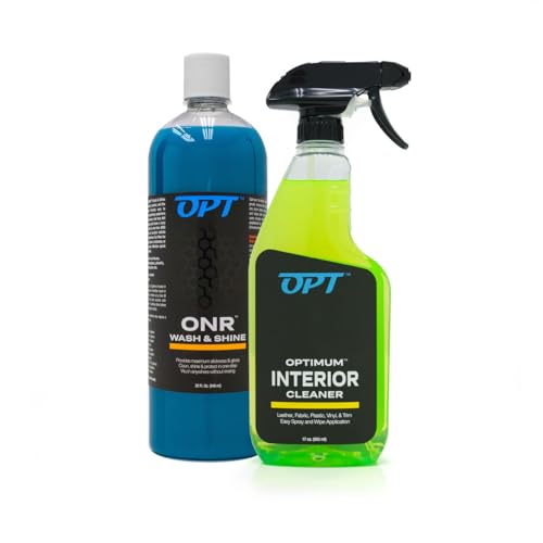 Optimum No Rinse Version 5 (32 Oz) with Optimum Interior Cleaner (17 Oz) Bundle – ONR Rinseless Car Wash with 17 oz Auto Interior Cleaning Solution for Leather, Upholstery, Carpet, and Interior Trim - style: ONR & Interior Cleaner