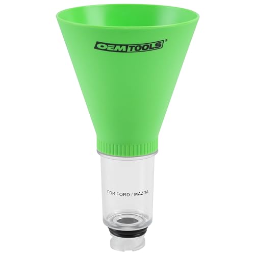 OEMTOOLS 87020 Direct Fit Oil Funnel for Ford, Mazda and Mercury, Transparent Spill Proof Threaded Funnel Oil Filler Tool for Rapid Refills, Green - size: Ford, Mazda and Mercury
