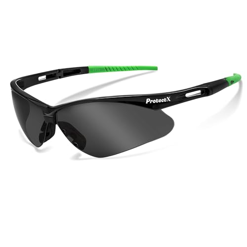 ProtectX Safety Glasses for Men & Women, Safety Sunglasses with Anti-Fog Scratch Resistant Lenses, Non-Slip Grips, ANSI Z87.1 - color: Evergreen Tinted Smoke 1 Pk