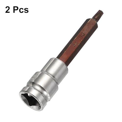 HARFINGTON 2Pcs Torx Bit Socket 1/2" Drive T30 S2 Steel 6 Point Head Long Screwdriver Drill Bits CR-V Steel Socket Adapter for Home Auto Axle Hex Nuts Bolts Repair - size: T30