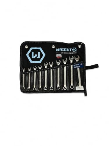 Wright Tool 751 Combination Wrench Set 12 Point Metric Satin Finish 10 Piece 10MM - 19MM Anti-Slip Forged Steel USA Made Industrial Wright Grip 2.0 - size: 10-Piece