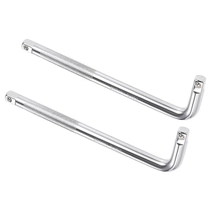 2pcs Breaker Bar - [1/2 Inch Drive] L Shape Socket Wrench Extension for Car Mechanical Equipment Repair Use, CR-V Steel