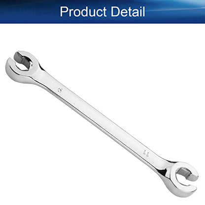 Auniwaig 9mm x 11mm Flare Nut Wrench Metric Double Open End | 15° Offset Ends, For Auto, Household, DIY Repairs - size: 9x11mm