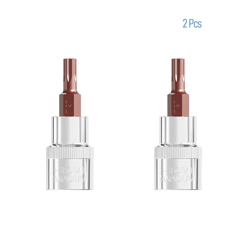 2PCS 3/8" Drive T27 Torx Bit Socket, S2 Steel Bits, Heat Treated CR-V Steel Star Sockets 1.9" Length - size: T27