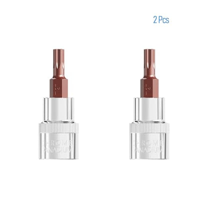 2PCS 3/8" Drive T27 Torx Bit Socket, S2 Steel Bits, Heat Treated CR-V Steel Star Sockets 1.9" Length - size: T27