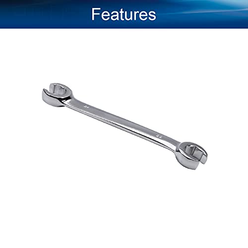 Auniwaig 22mm x 24mm Flare Nut Wrench Metric Double Open End | 15° Offset Ends, For Auto, Household, DIY Repairs - size: 22x24mm