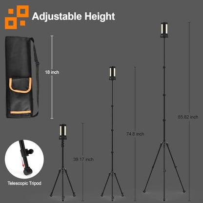 iodoo 13200mAh Rechargeable Solar Work Light with Folding Stand Support and Portable Carrying Bag, 8000 Lumen Stepless Dimmable, 4 Lighting Modes, White/Warm/Warm White (Black(Remote)) - size: Black(Remote)