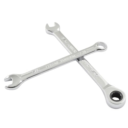 5/16 Inch Ratcheting Wrench 2 Pcs 72-Tooth 12-Point Chrome Plated | Forged 45# Carbon Steel Durable, 5-Degree Arc For Tight Spaces, 12-Point Protects Fasteners, Polished Chrome Anti-Rust - size: 5/16 Inch