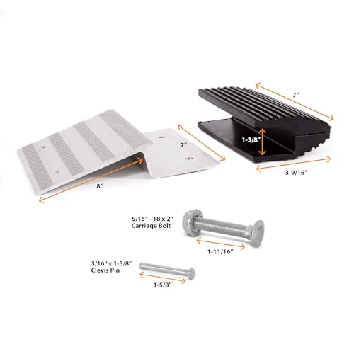 AFA Tooling 2x8 Ramp Kit, Aluminum Ends, Rubber Feet, 1500 lb Capacity | Ramp brackets for wood build a shed ramp or lawn mower ramps for pickups, trailers, ATVs, snowmobiles, and garden tractors - size: 8 Inch