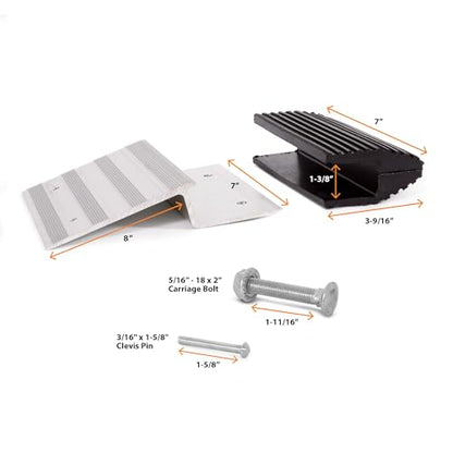 AFA Tooling 2x8 Ramp Kit, Aluminum Ends, Rubber Feet, 1500 lb Capacity | Ramp brackets for wood build a shed ramp or lawn mower ramps for pickups, trailers, ATVs, snowmobiles, and garden tractors - size: 8 Inch