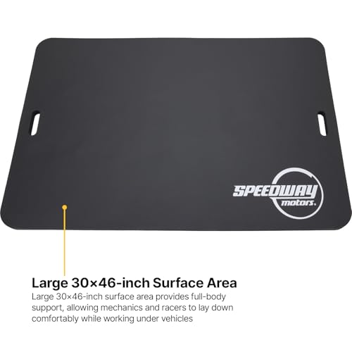 Large Foam Work Mat and Kneeling Pad for Garage or Racing Pits | 1in Thick Foam Cushions Back Knees Elbows, 46x30in Large Surface for Work Area, Built In Handles for Easy Carry