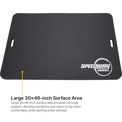 Large Foam Work Mat and Kneeling Pad for Garage or Racing Pits | 1in Thick Foam Cushions Back Knees Elbows, 46x30in Large Surface for Work Area, Built In Handles for Easy Carry