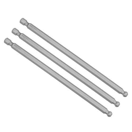 uxcell 3 Pcs H6 (6mm) Ball End Screwdriver Bits, S2 Steel Magnetic 5.1 Inch Long Drill Bit with 1/4 Inch Hex Shank - size: H6