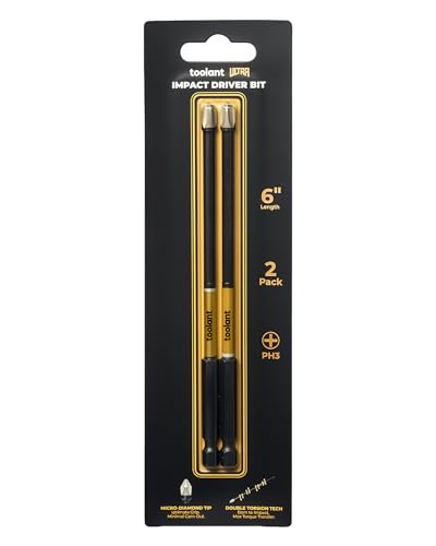 toolant Phillips Impact Screwdriver Bit Set 6 Inch PH3, 2 Pack Magnetic Anti Slip CNC Machined Tips Impact Steel X2 Driver Bit Set for Impact Drive - color: 2 Pack, size: 6in, PH3