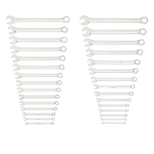 GEARWRENCH 30 Piece 12 Point Long Pattern Combination SAE/Metric Wrench Set with Wrench Racks (1/4-1 in., 8-22 mm) - 81937 - size: 25 PC