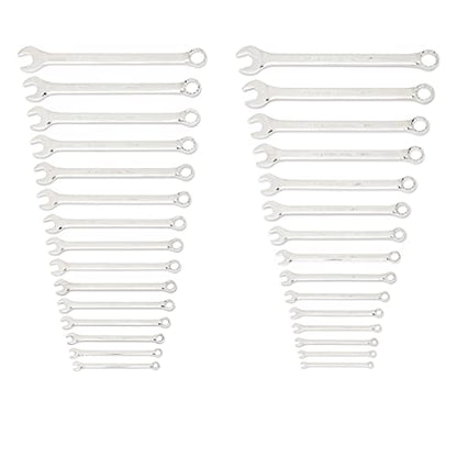 GEARWRENCH 30 Piece 12 Point Long Pattern Combination SAE/Metric Wrench Set with Wrench Racks (1/4-1 in., 8-22 mm) - 81937 - size: 25 PC