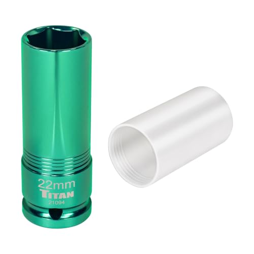 Titan 21094 1/2-Inch Drive x 22mm Non-marring Impact Deep Lug Nut Socket - size: 22mm
