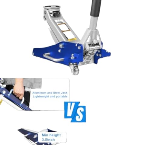 Racing Floor Jack Compatible with Automotive Vehicles Blue Hydraulic Low Profile Aluminum and Steel Dual Piston Quick Lift Pump 1.5 Ton 3000 Lb Capacity