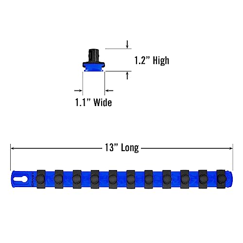 Ernst Manufacturing - 8419-Blue-1/2 13-Inch Socket Organizer with 11 1/2-Inch Twist Lock Clips, Blue - color: Blue, size: 1/2-Inch Twist Clips, style: 13-Inch